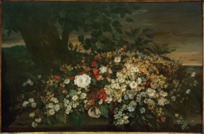 Flowers on a Bench by Gustave Courbet